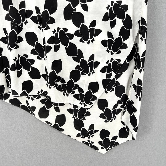 THAKOON ADDITION Tunic Womens 0 White Black Cotton Silk Voile 3/4 sleeve - Picture 6 of 15